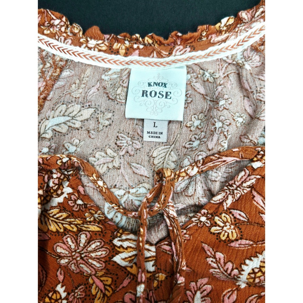 Knox Rose Maxi Dress Large Short Sleeve Boho Floral Tassel Boho Cottagecore Chic - Picture 2 of 12